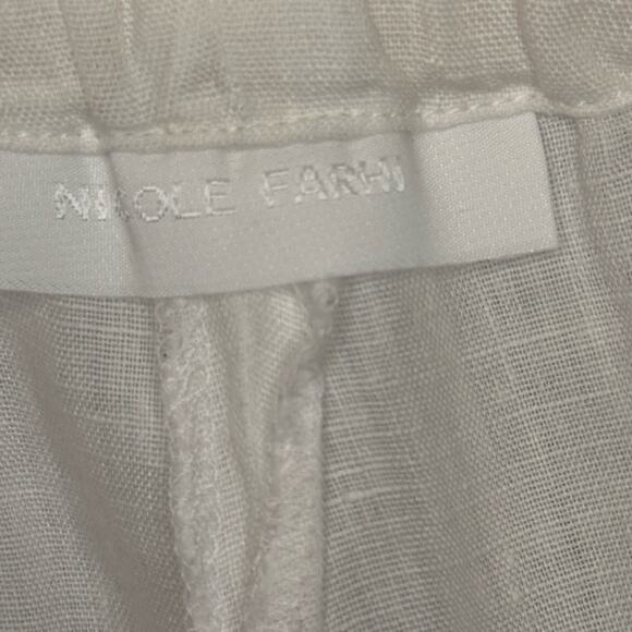 Nicole Farhi White Wide Leg Drawstring Short Linen Pants sz 12 EUC - Picture 4 of 6